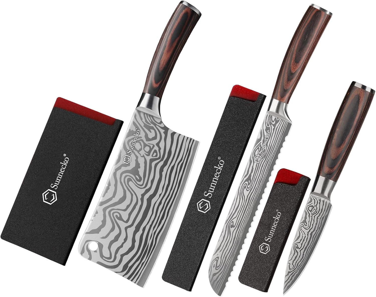 Sunnecko Professionl 3pcs Kitchen Knife Set for Chef