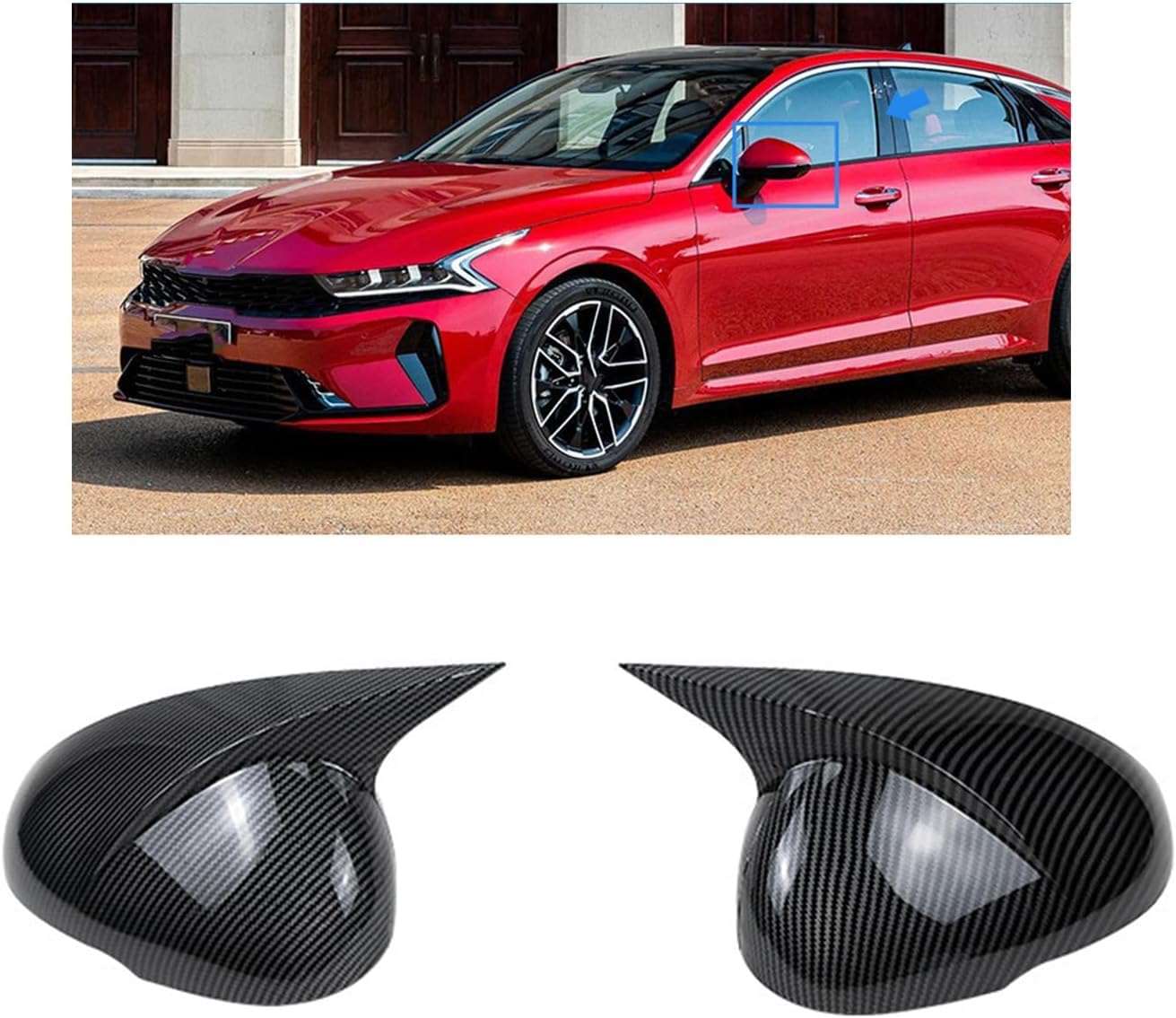 XJPGHA Wing Mirror Covers Caps for KIA K5 EX LXS 2021-2023, Sturdy Durable Cover Housing Door Mirror Vehicle Accessory Rearview Side Covers,Black