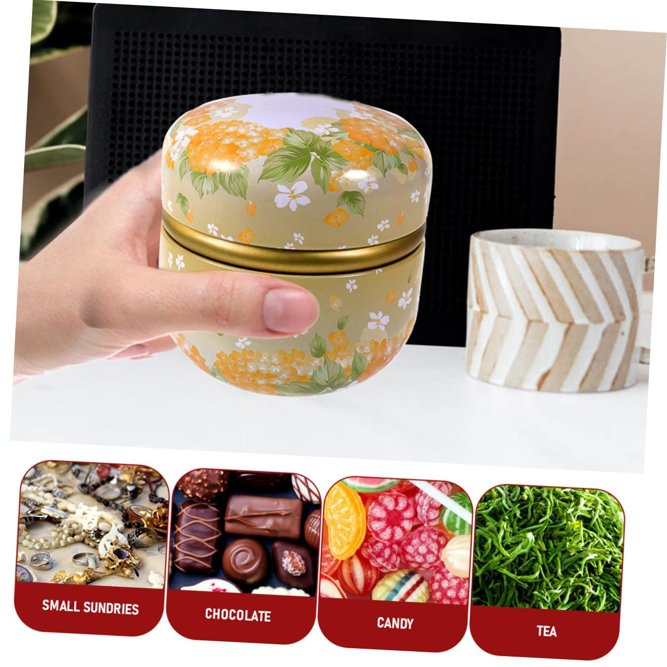 Set di 4 Barattoli in Latta Decorativi per Biscotti e Caramelle