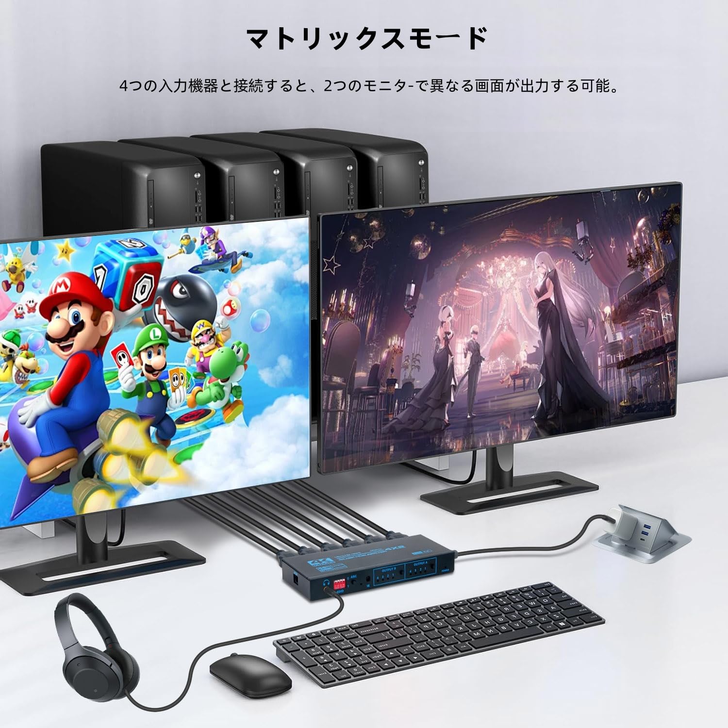 Amazon | HDMI 切替器 4入力2出力HDMI マトリックス スイッチャー 4K