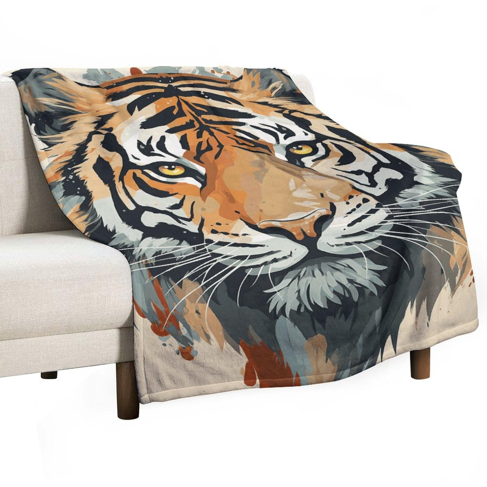 Plaid tigre pour camping et voyage : couverture de lit légère