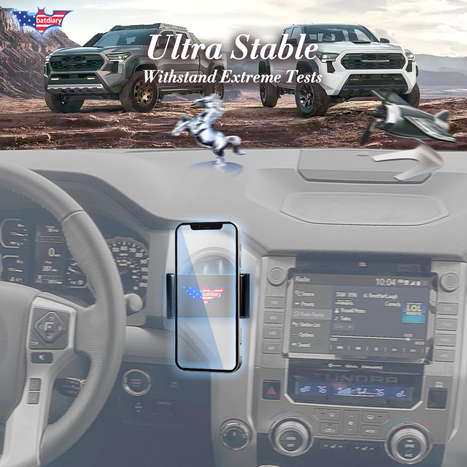 Tacoma Tundra Vent Phone Mount for 2016-2023 Toyota Tacoma 2014-2021 Tundra Accessories | Aluminum Telescopic Air Vent Phone Holder | Thick Case Friendly Car Mount for iPhone 16/15 Pro Max, Galaxy S24