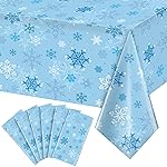 6 Pieces Christmas Snowflake Party Tablecloth Decorations,Plastic Ice Blue and White Winter Wonderland Table Cover for Winter Christmas Birthday Holiday Party Decorations and Supplies,54x108 inch