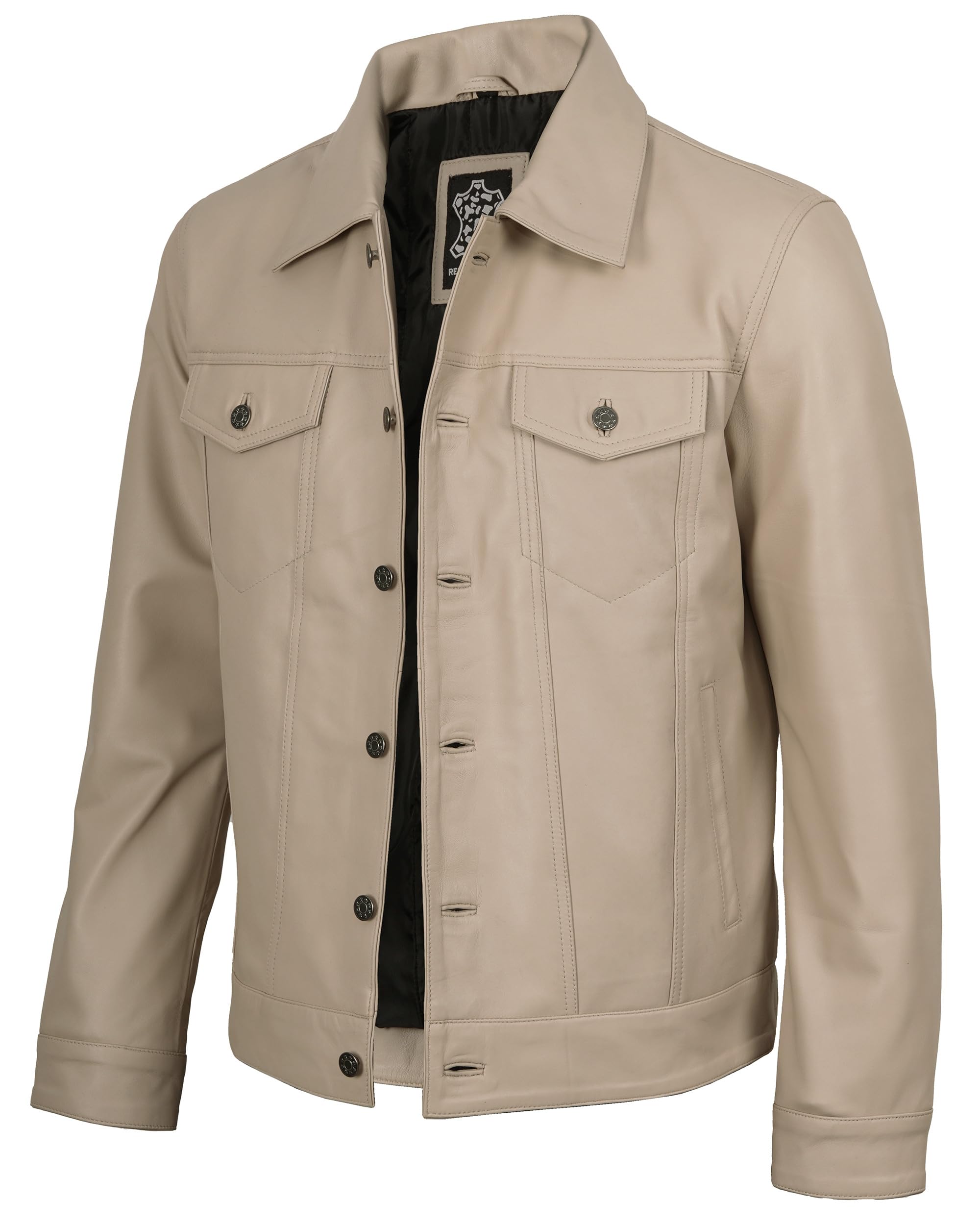 fjackets Real Lambskin Vintage Trucker Leather Jacket