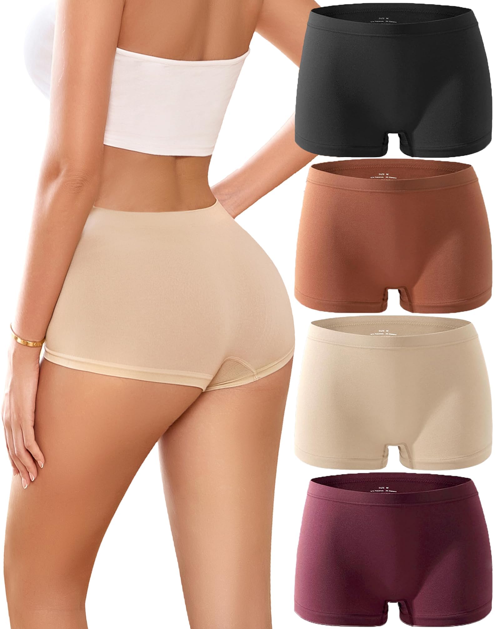 khwaish store Women's Cotton Underwear Stretchable Boyshort Full Back Coverage Boxer Brief Panties, Multicolor. Pack of 3-picture-20