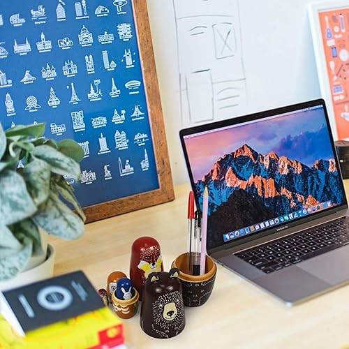 Miniatura 26 de GRPSKCOS Muñecas de anidación rusas Matryoshka Muñecas de madera de oso de animales lindos juguetes de Navidad hechos a mano, regalos Set de 5