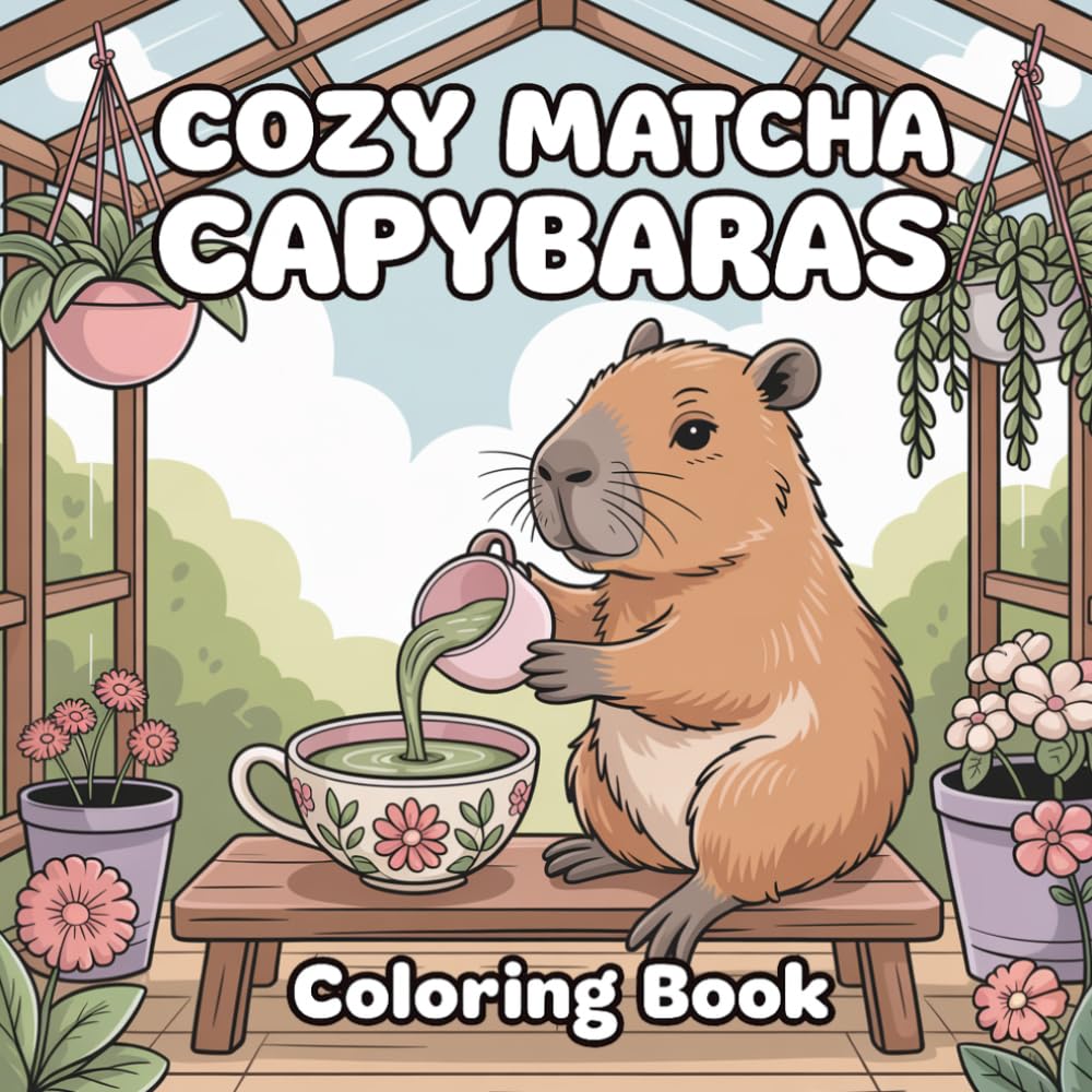 Cozy Matcha Capybaras Coloring Book