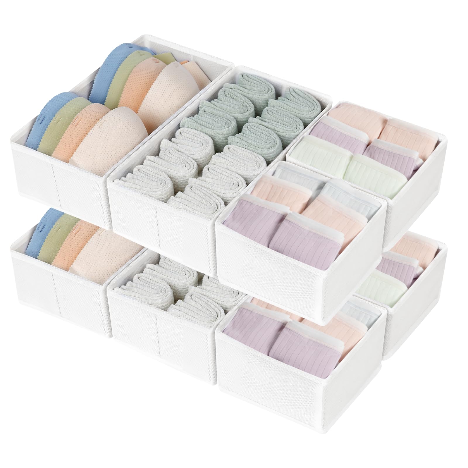 Homsorout Foldable Drawer Organiser for Clothing, 8 Pack Underwear Organizers