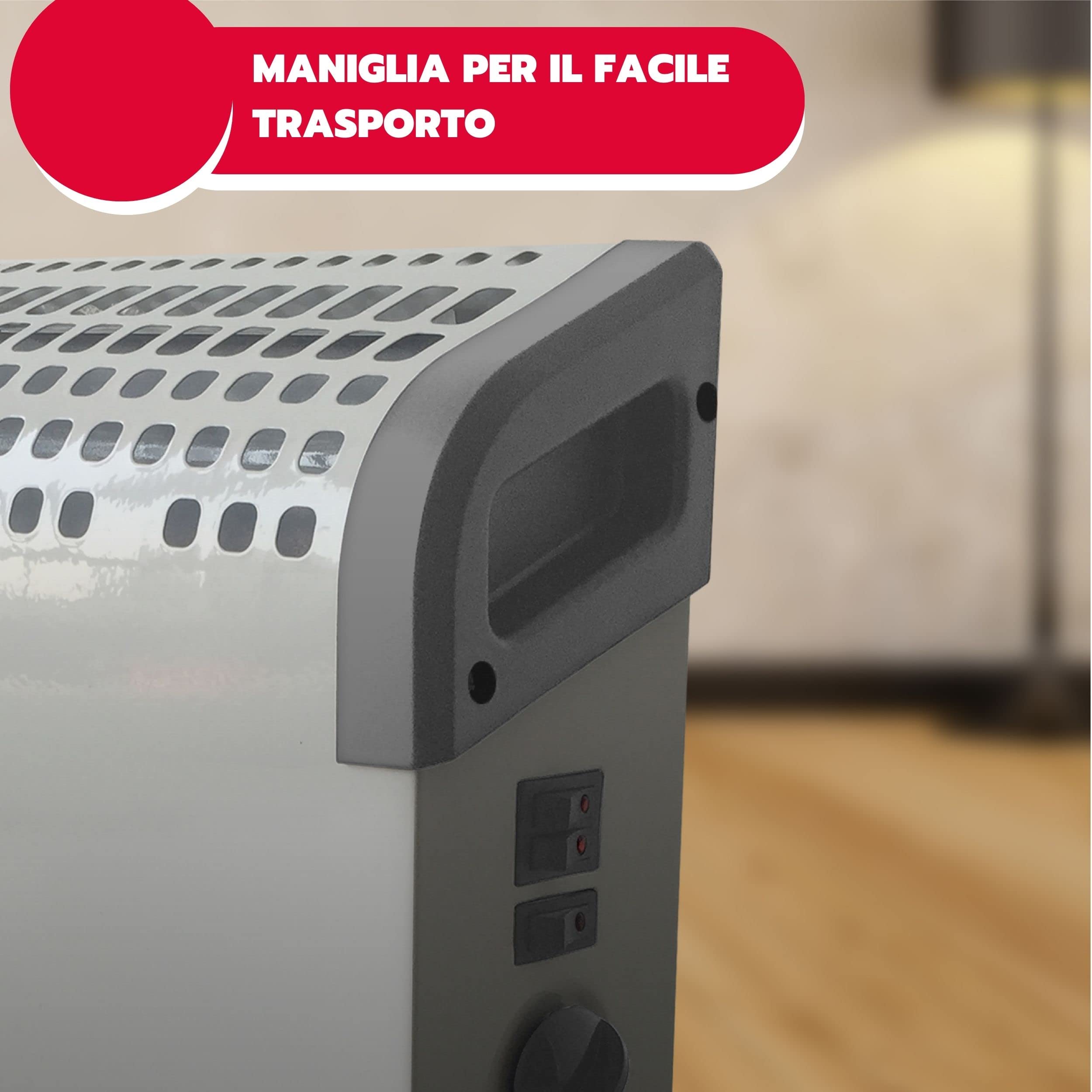 ARDES | AR4C03 Termoconvettore Elettrico TURBINE 1600/1800W, Stufa Elettrica per Riscaldare Casa Ufficio, Termoconvettore Elettrico con Termostato, Termo Convettore Aria Calda 3 Potenze, Bianco Grigio