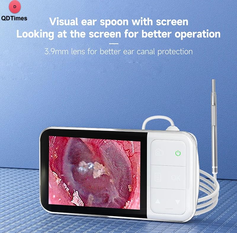 QiudanTimes HD Camera Endoscope HD1080P Ear Cleaner Screen Otoscope Digital Endoscope 4.3 inch HD Screen Camera Digital Ear Monitor Earpick(4.5'-3.9mm)