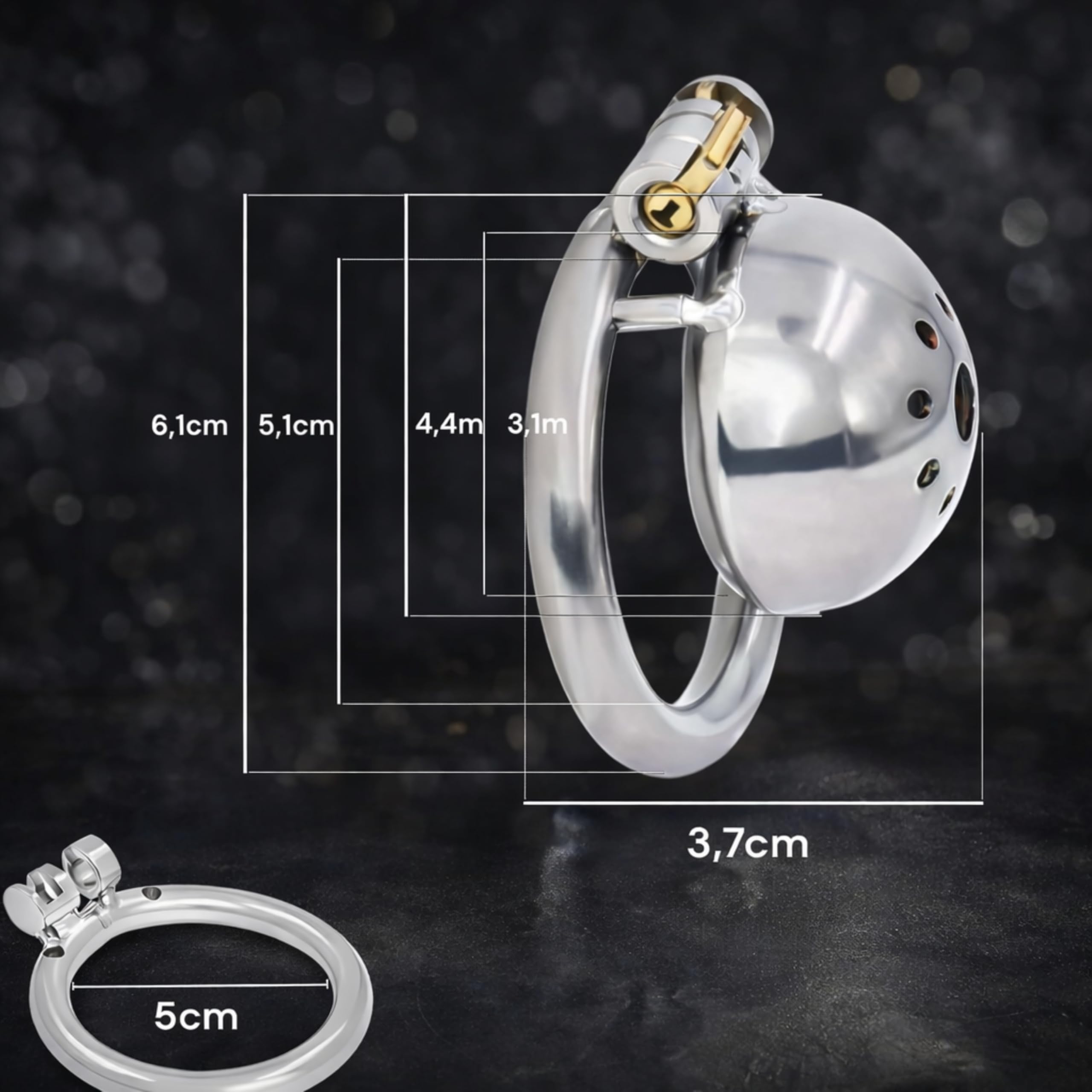 Cintura di castità per uomini in metallo cockring con diametro ⌀ 5cm Gabbia di castità per uomini peniskäfig gabbia di castità maschile per uomini Gabbia per pene estremamente cock cage FOPS N43