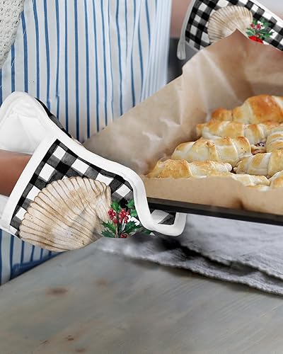 Miniatura 6 de Juego de 5 agarraderas de tela de toalla de Navidad para cocina, antideslizantes y aislantes de calor, juego de agarraderas de tela de toalla con