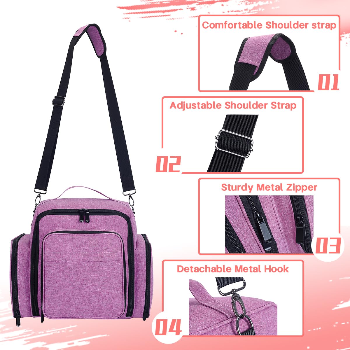 Estuche organizador de esmalte de uñas con capacidad para 90 botellas, caja de almacenamiento portátil de viaje con 3 bolsas desmontables, diseñada para herramientas de uñas de mujer, aceites