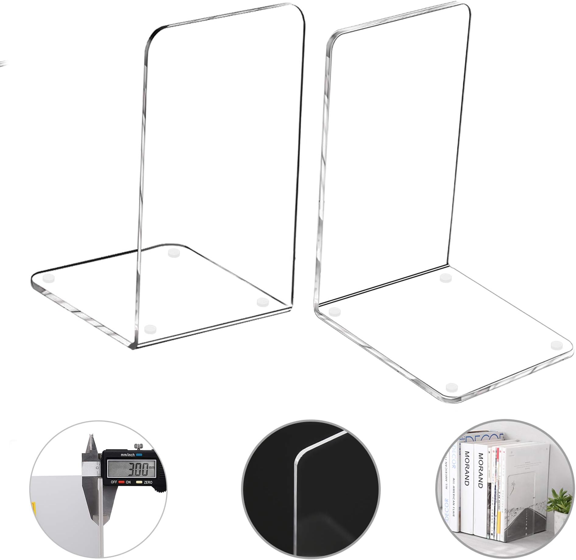 Amazon.com: 2Pcs Book Ends, Clear Acrylic Bookends, Non-Skid Bookend ...