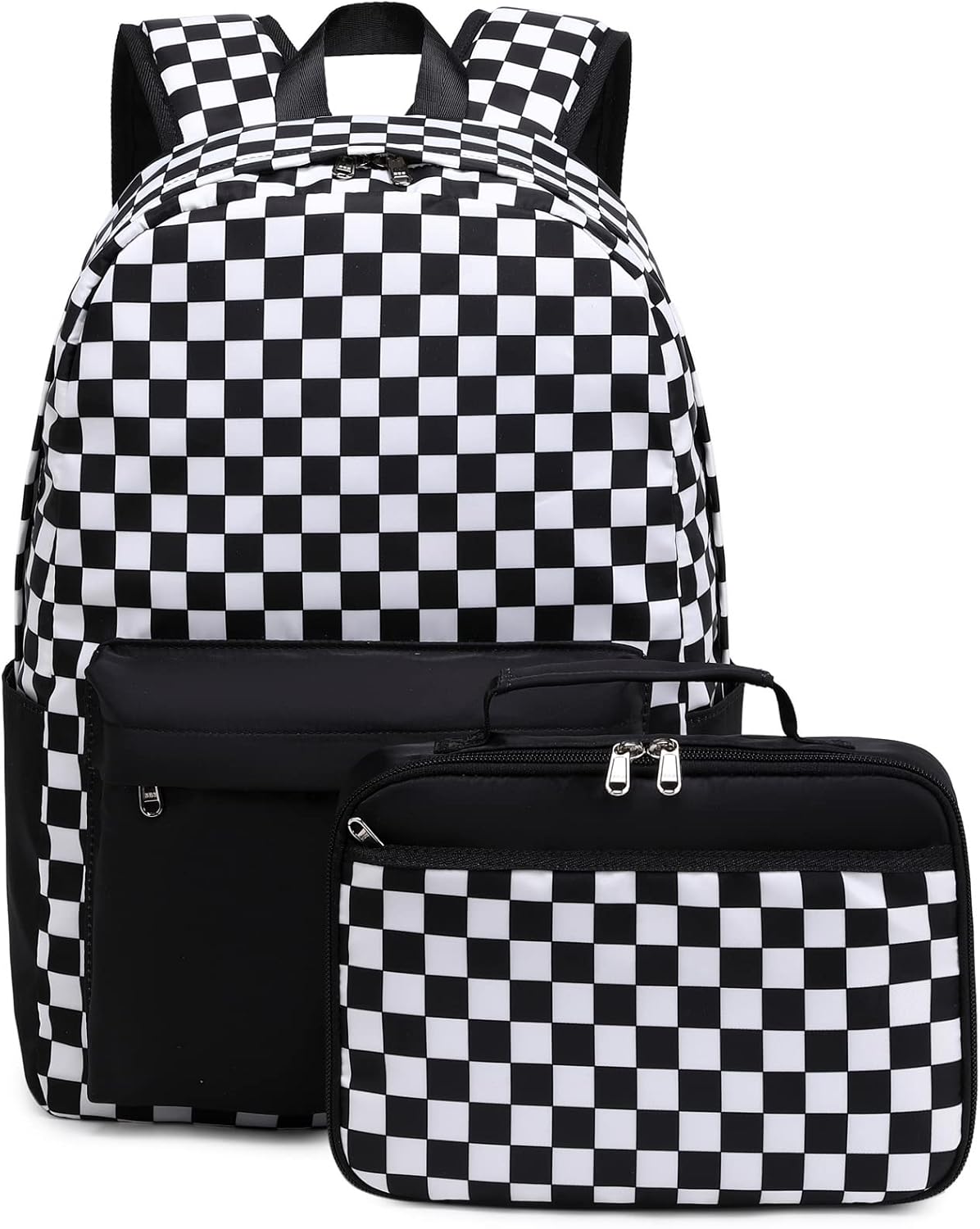 Octsky Kids Backpack for Girls Teens Elementary Middle School Bookbags Childs Back to School Bag with Lunch Box, Pink/White, One Size