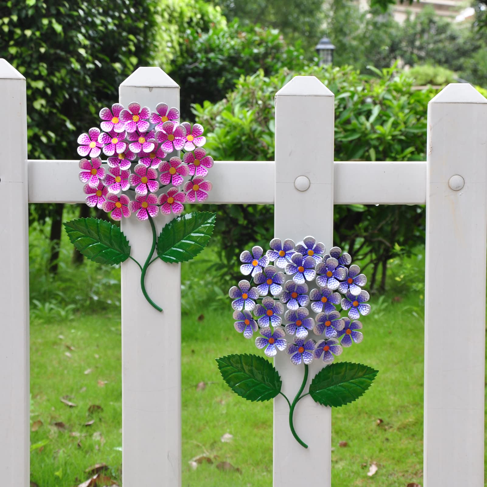 6 Stück Metall-Blumen Als Wanddekoration – Bunt, 10x10 Cm, Mit Aufhänger, Für Gartenzaun, Wohnzimmer, Terrasse