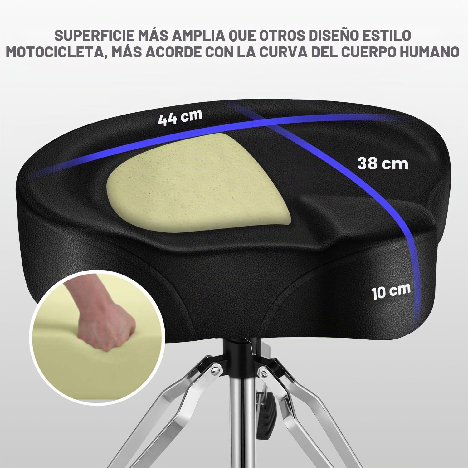 Donner - Taburete Ajustable para batería, Silla Acolchada para batería de Estilo Motorista para conciertos