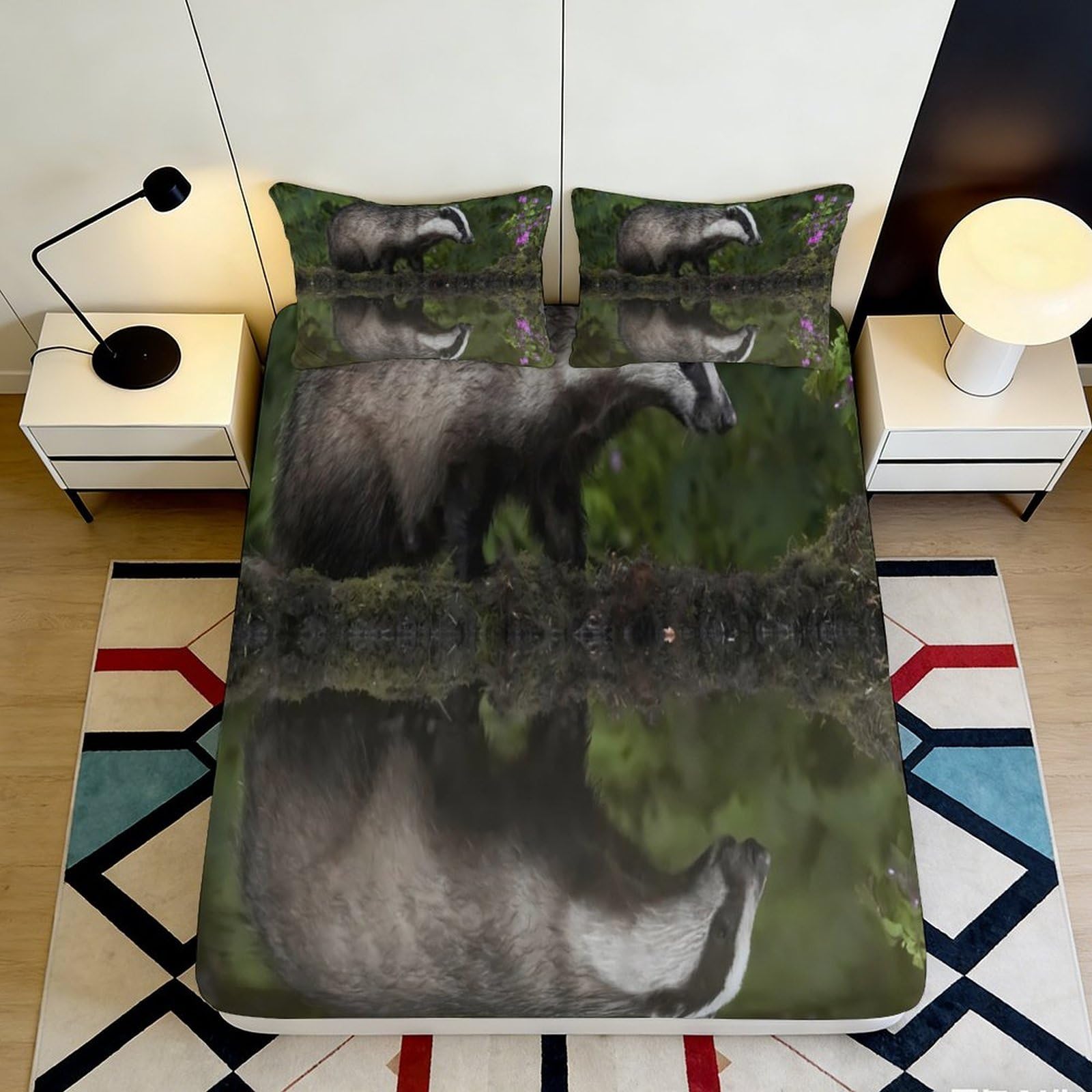 Uynsixtme Style-10 3D Printed Dinosaur Fitted Sheet Microfiber Deep Pocket Non-Slip Dinosaur Mattress Fitted Cover Bedroom Bedding 200X200x25cm