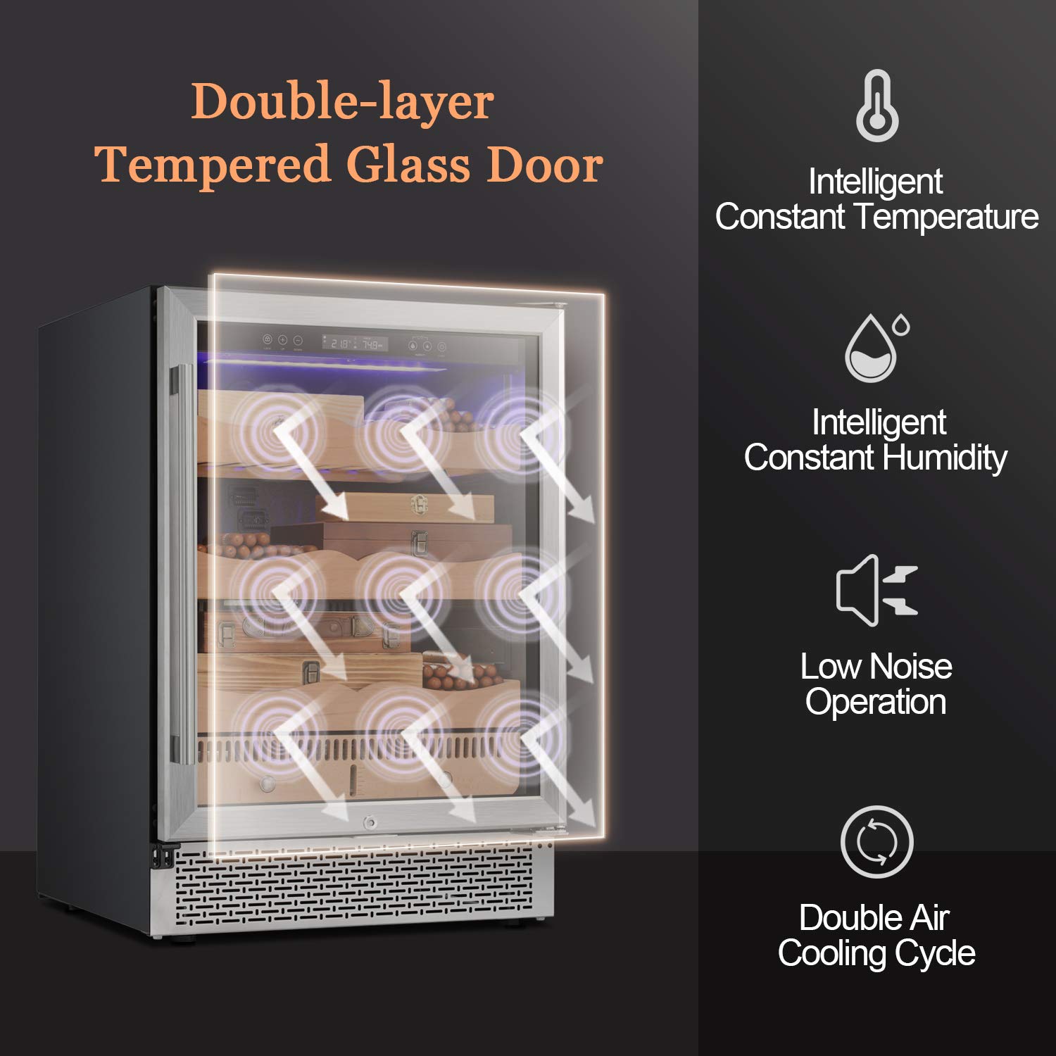 RMYHOME 24”Touch Control Stainless Cigar Free Standing