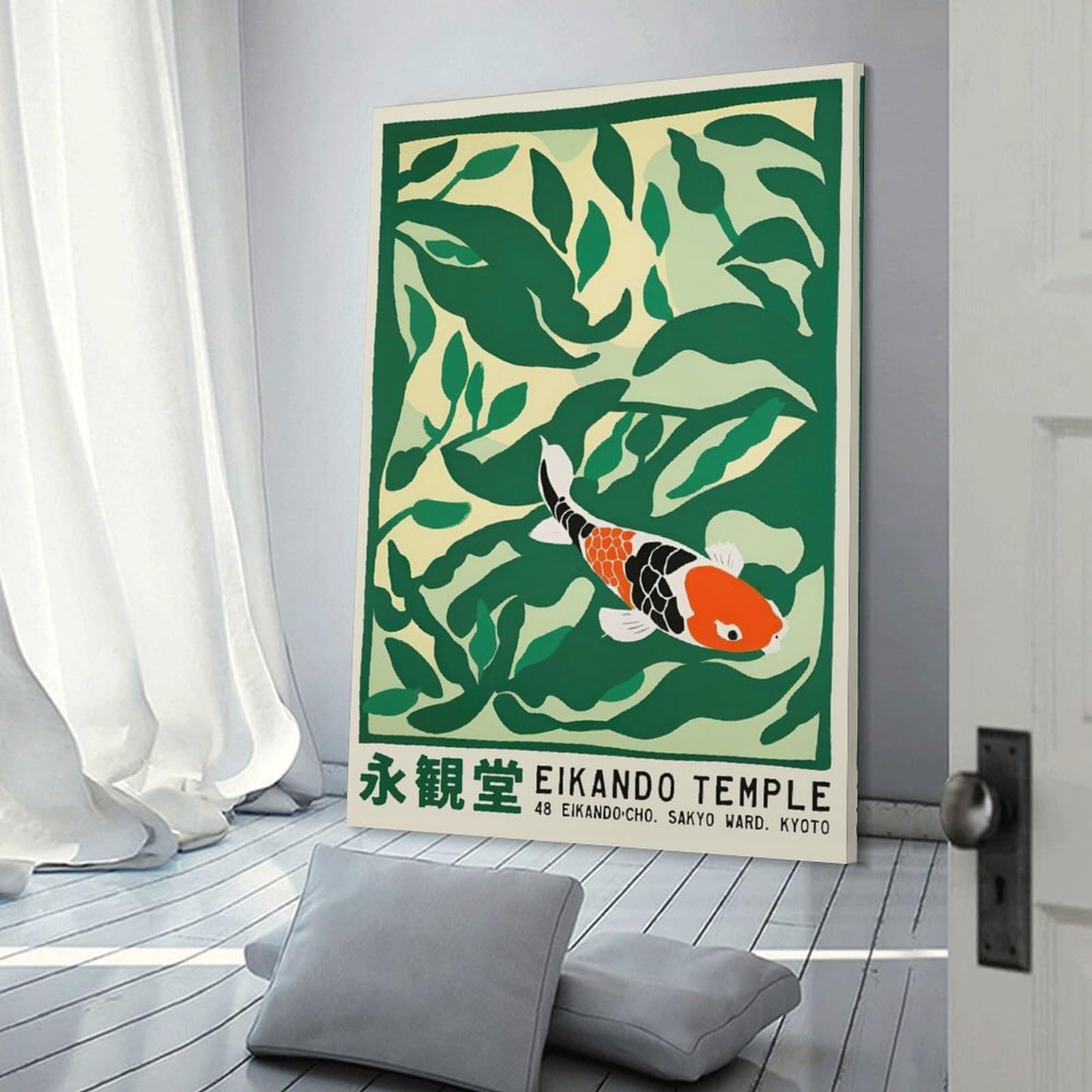 Junmoney Eikando Temple Koi Fish Canvas Wall Decor 12x18inch(30x45cm), for Entrance Walls, Hall Decor Or Foyers, Wall Decor to Refresh Empty Corners