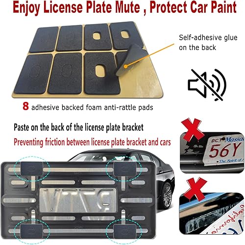 Miniatura 6 de Aootf Kit de montaje de placa frontal, adaptador universal de soporte de placa frontal, soporte de parachoques y marco de matrícula estilo fibra de