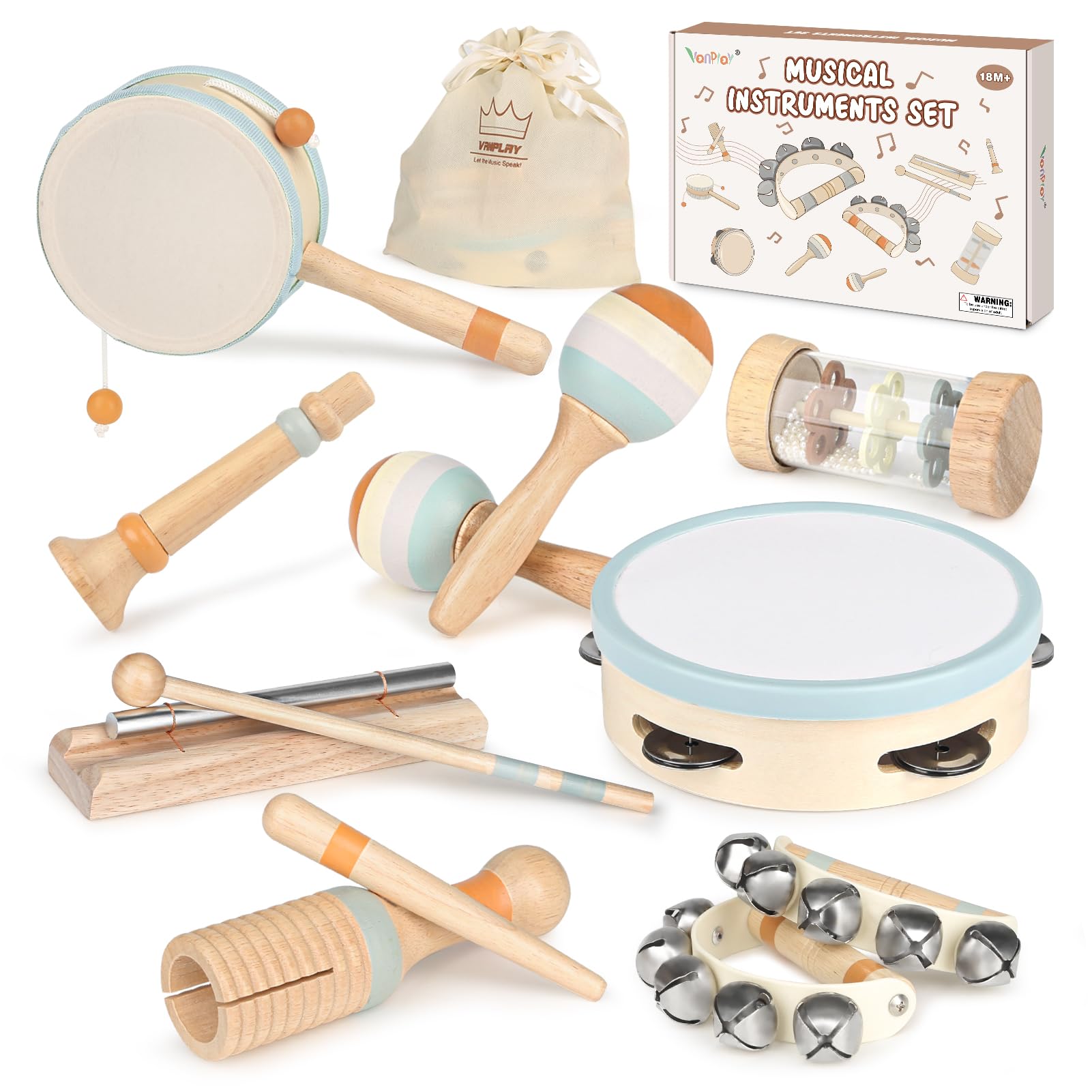 Holzspielzeug Schlagzeug Kinder Trommel Percussion Musikinstrumente ab 2 Jahre Montessori