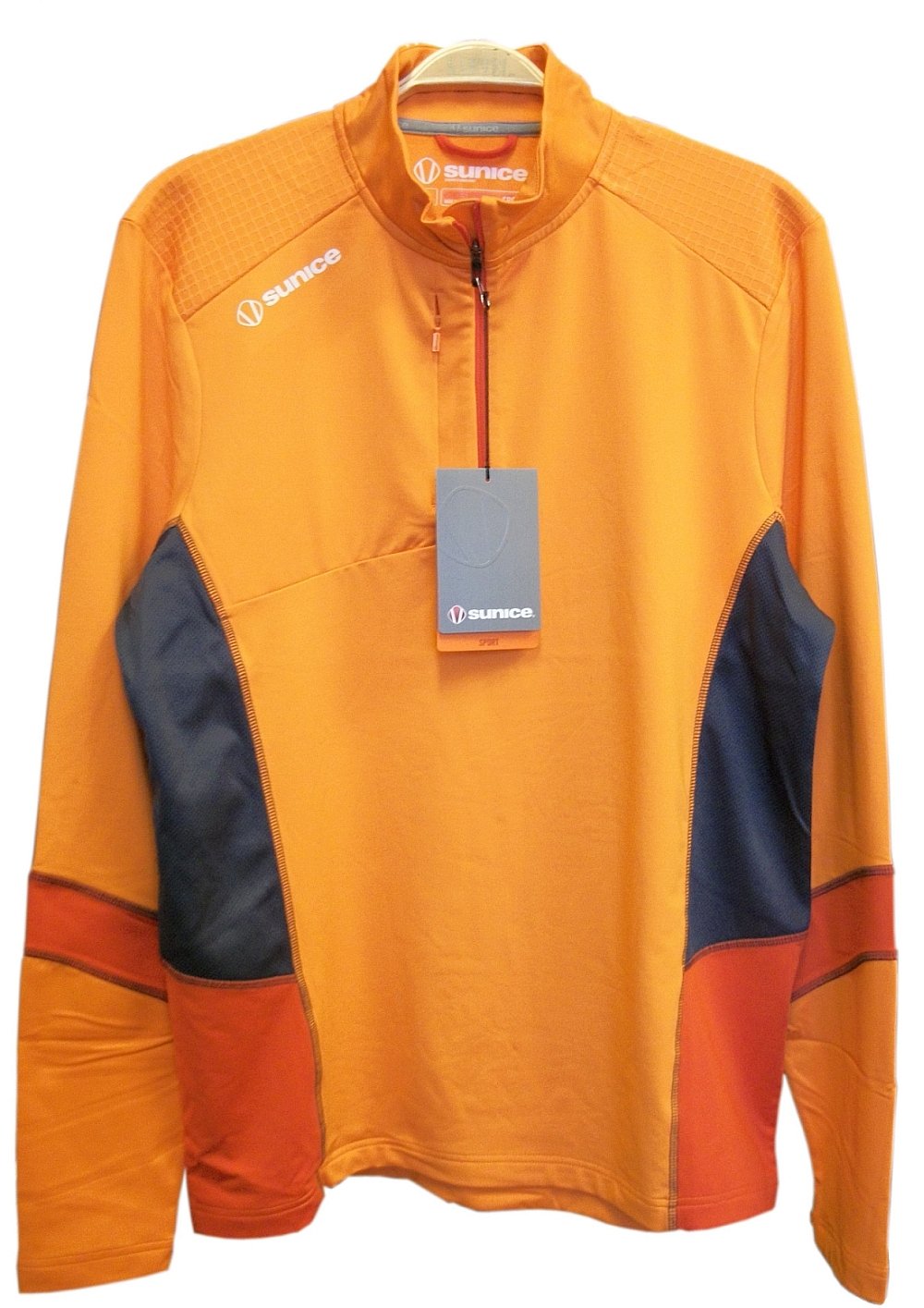 Sunice Mens Sport Superlite FX 1/4 Zip Pullover - Orange/Charcoal - Large
