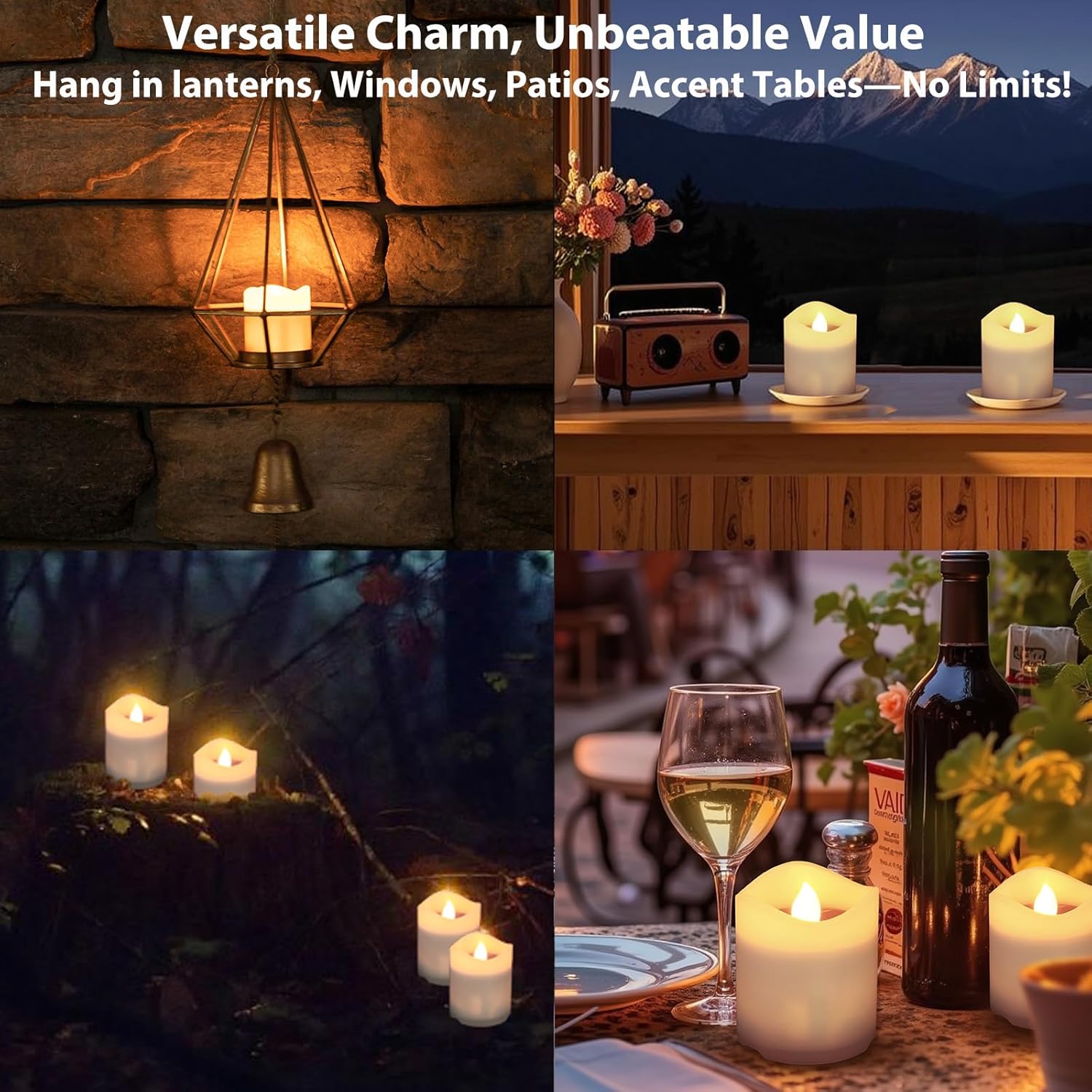 Solar Candles Outdoor Waterproof, 4pcs Rechargeable Dusk to Dawn Little Votive Candles, Flameless Flickering Solar Tea Lights for Patio Yard Deck Pathway Window Outdoor Lantern Decor (Warm White) - Image 7