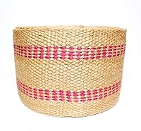 Vista 2 de Tapicería/Cinta de yute artesanal (arpillera) 3.5 pulgadas X 10 yardas, natural con rayas rojas