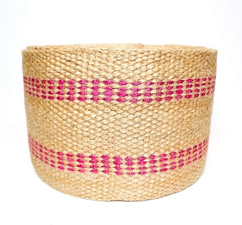 Miniatura 2 de TapiceríaCinta de yute artesanal (arpillera) 3.5 pulgadas X 10 yardas, natural con rayas rojas