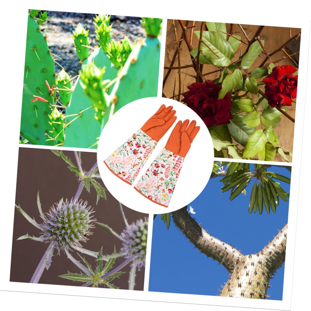 Poliéster Guantes Marrón de Manga Larga 1 Par de Jardinería