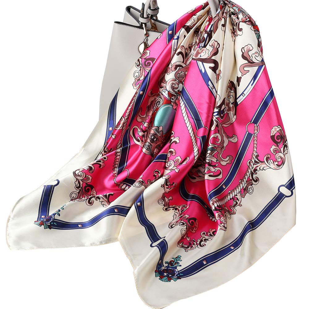 KOOYOLWomen Silk Feeling Neckscarf Large Square Scarf Head Wraps Shawl Shawls Neckerchief Scarves Gifts, H, One size