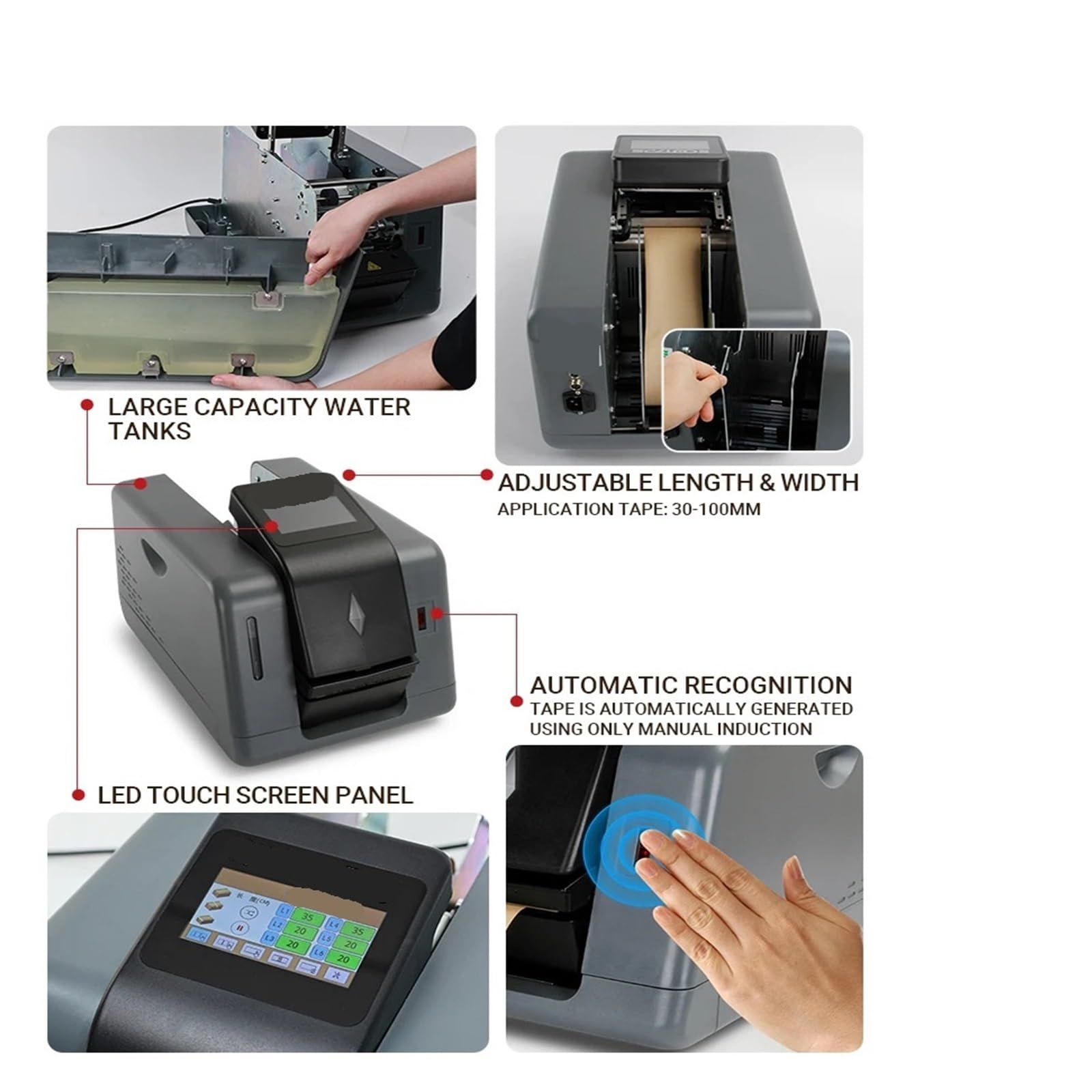 Distributeur de ruban adhésif renforcé, papier gommé, emballage automatique, Kraft humide, activé par l'eau