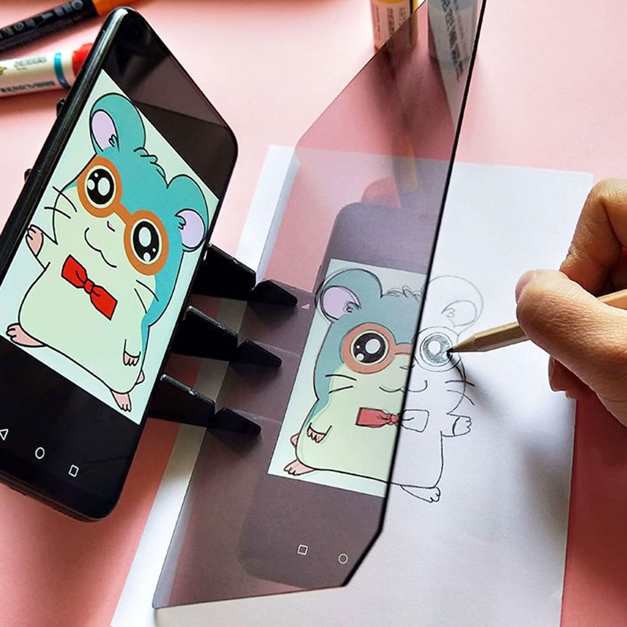Tavolo Da Disegno Ottico, Specchio Per Disegnare Tavolo Da Disegno Per Immagini Ottiche Tavola Da Pittura Ottica Proiettore Di Disegno Strumento Di Disegno Per Bambini Principianti Artisti (L)