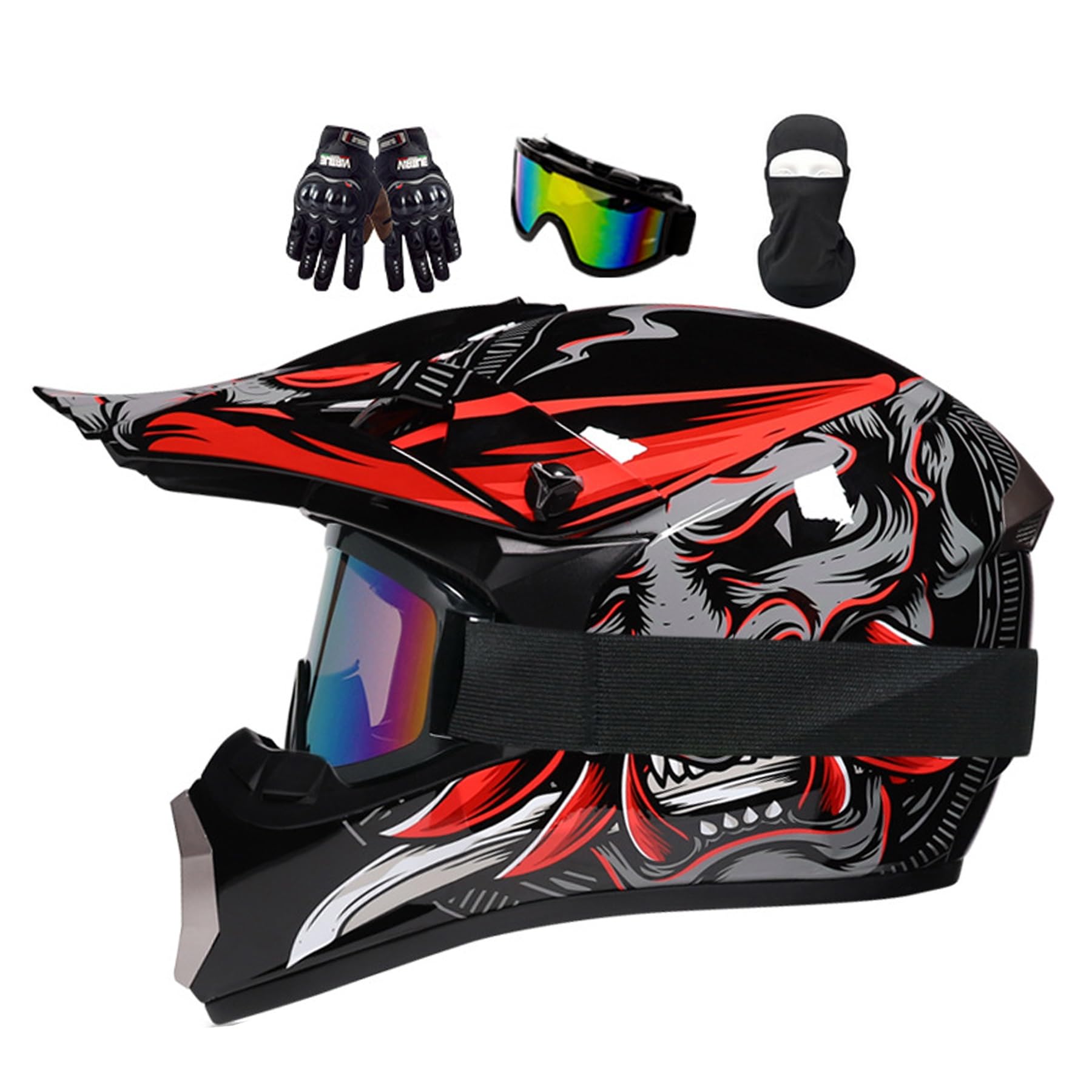 Casco da motocross, per bambini, per giovani, per motociclismo, downhill, full-face, casco da motocross da uomo, con occhiali, casco integrale da cross, casco da motocicletta MTB Enduro Quad
