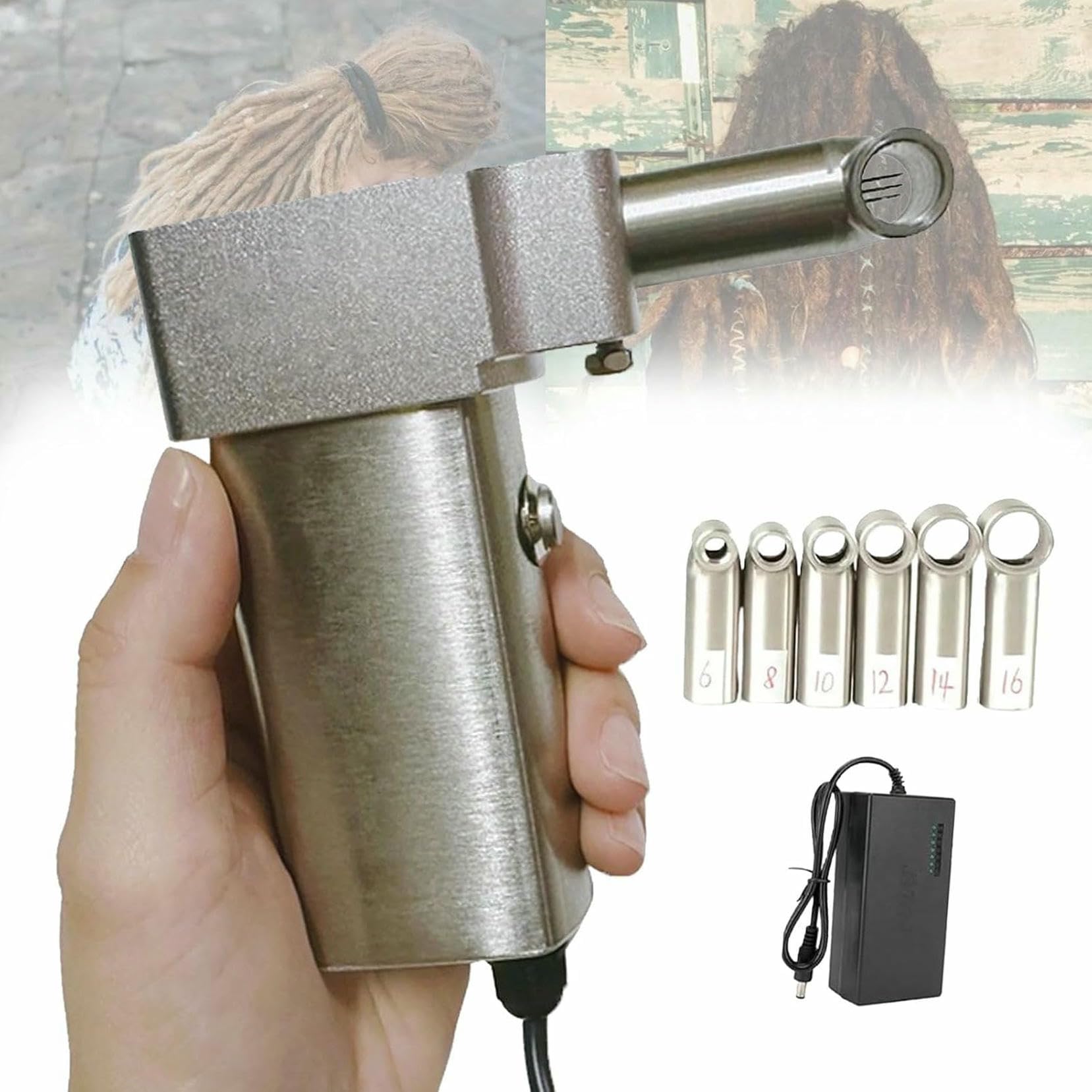 Gzyhdc Máquina De Rastas Instantánea, Máquina Eléctrica De Rastas Instantánea, Rasta Eléctrica Portátil Con 6 Cabezales, Para Hacer Tus Propias Rastas Trenzando Extensiones De Cabello