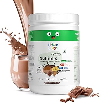 Little Joys Nutrimix 350g | 2-6 Years | No Refined Sugar | with 24 essential Vitamins & minerals| 6g protein per serving | Supports Overall Health & Boosts Immunity | with Bajra, Ragi, Almonds & Oats | Belgian Chocolate Flavour