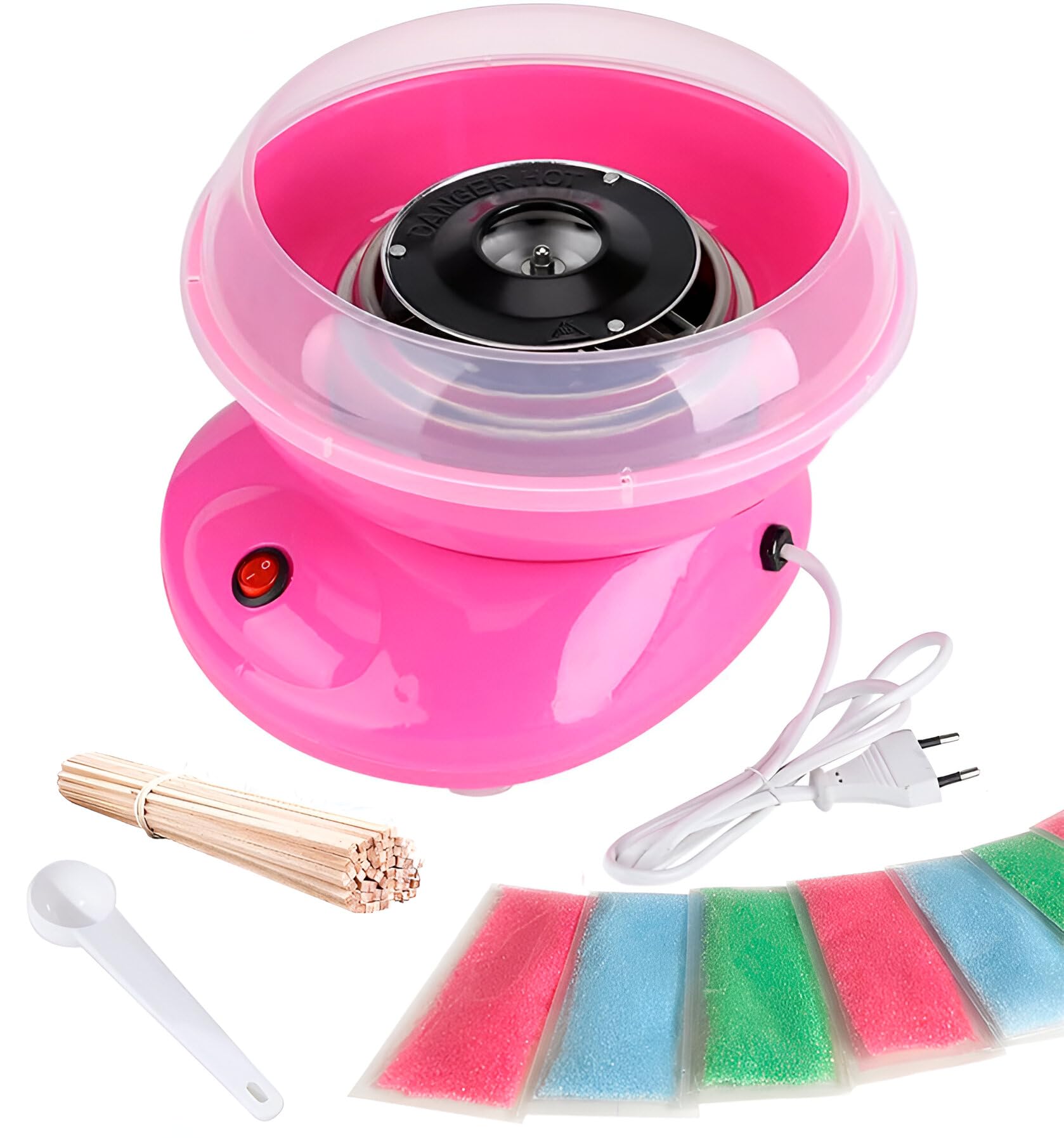 Máquina para Algodón de Azúcar SIDRAL + 10 Palos + 10 Monodosis Azúcar