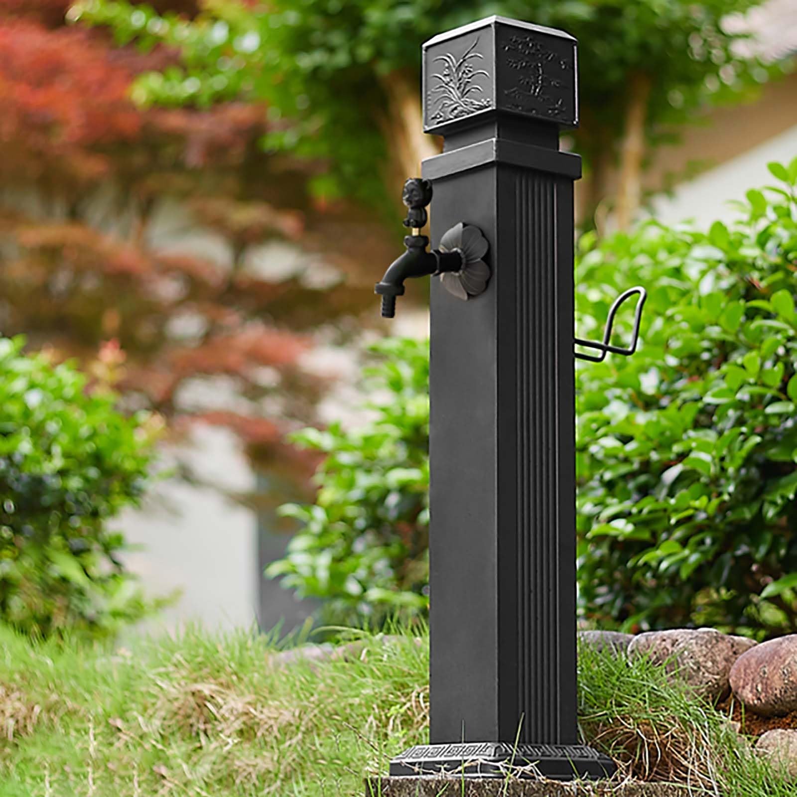 ZYCHSJXA Self-Standing Garden Fountain with Faucet and Hose Support – Ideal for Irrigation Decoration Outdoor Water Feature Enhanced Landscape