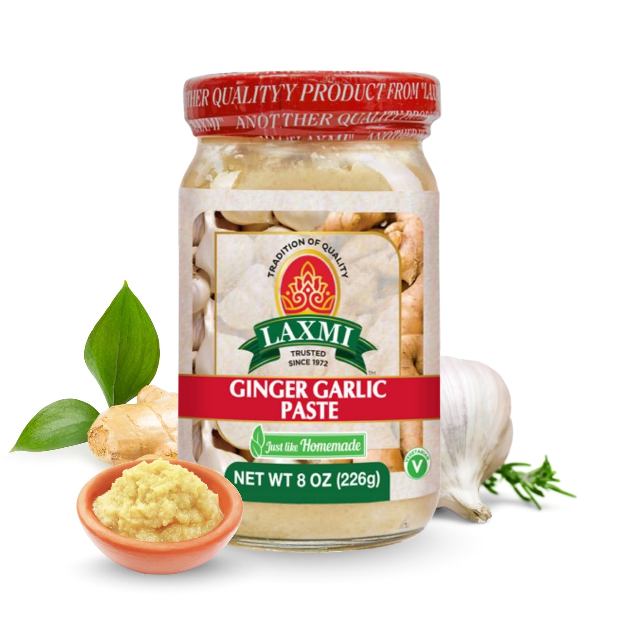 Laxmi Ginger Garlic Paste, 8 oz | Ginger and Garlic Paste in a Jar | Garlic and Ginger Paste for Cooking | A pure fresh staple