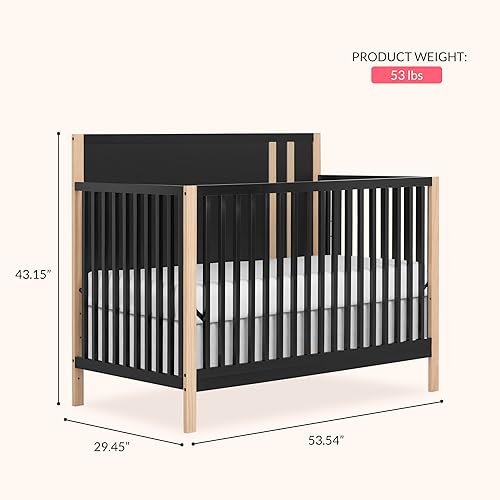Miniatura 3 de Dream On Me Soho - Cuna convertible en negro mate vintage, certificado JPMA y Greenguard Gold, fabricada con madera de pino sostenible de Nueva