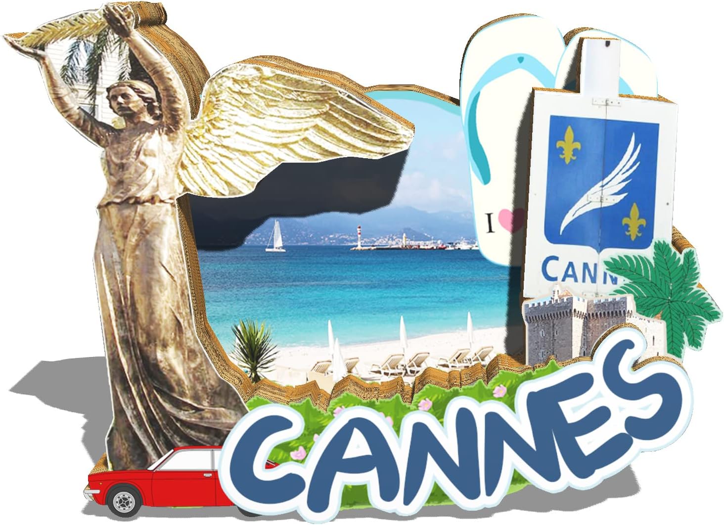 France Cannes Magnet Fridge Magnet Wooden 3D Landmarks Travel Collectible Souvenirs Decoration Handmade-2