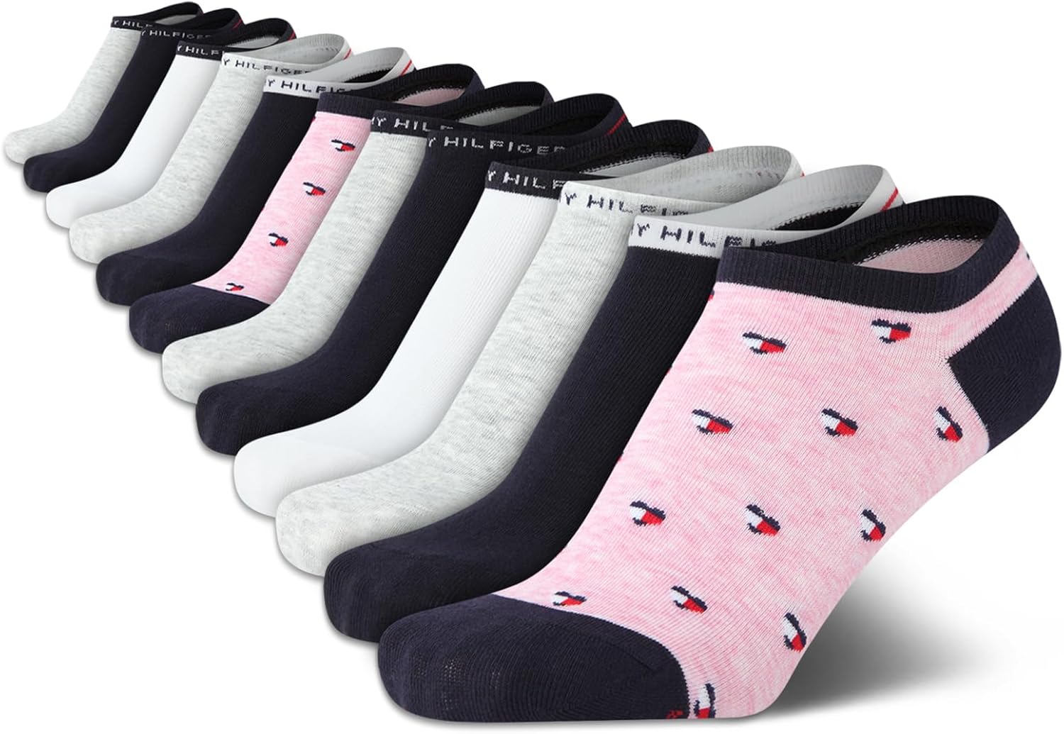 Tommy Hilfiger Womens No Show Socks -12 Pack Cotton Blend Lightweight Athletic Performance Cushioned Running Socks for Women