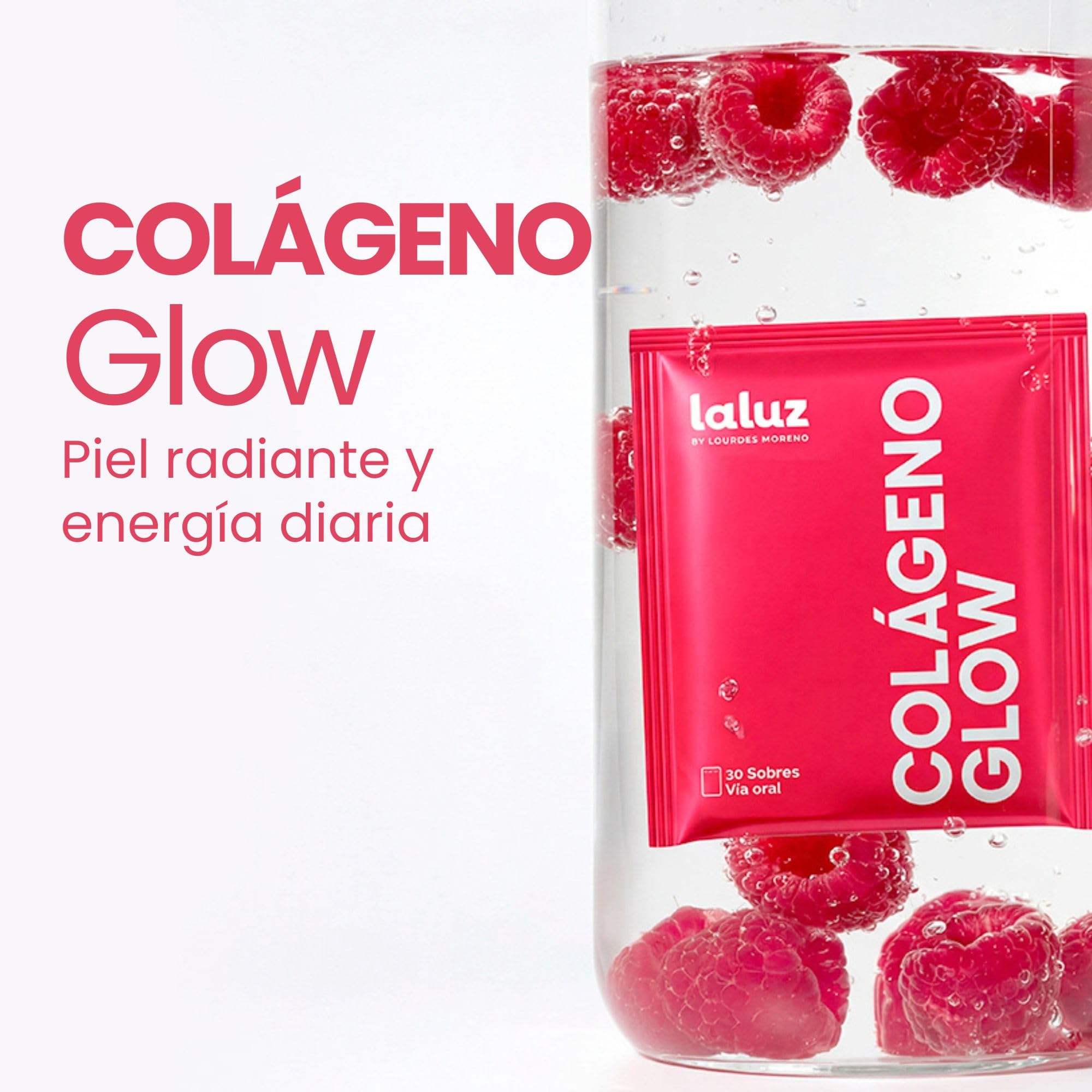 LALUZ by Lourdes Moreno | Colágeno en Polvo Marino Hidrolizado | Piel Radiante, Cabello y Uñas | con Ácido Hialurónico, Vitamina C y Açaí | Para Mujer | 30 Sobres