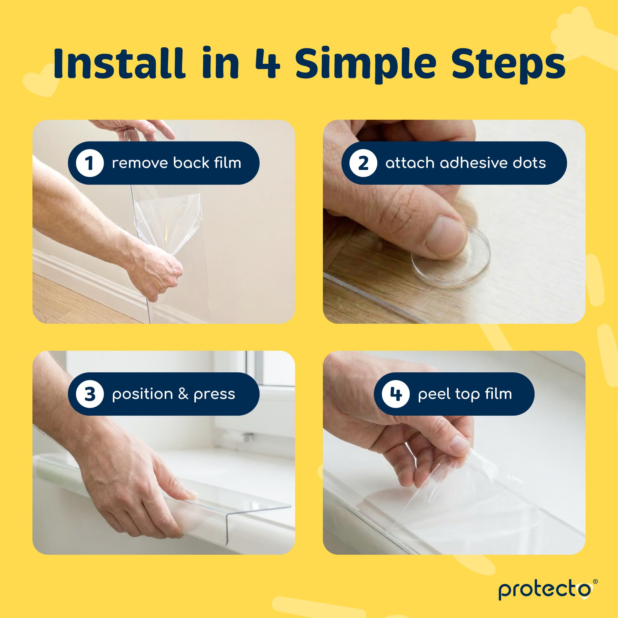 Protecto Pack de 2 Protector de Alféizar de Ventana 75 x 8,3 cm Protector Transparente contra arañazos, mordeduras y Garras de Perros y Gatos. Mantén alféizares Suaves y Patas seguras