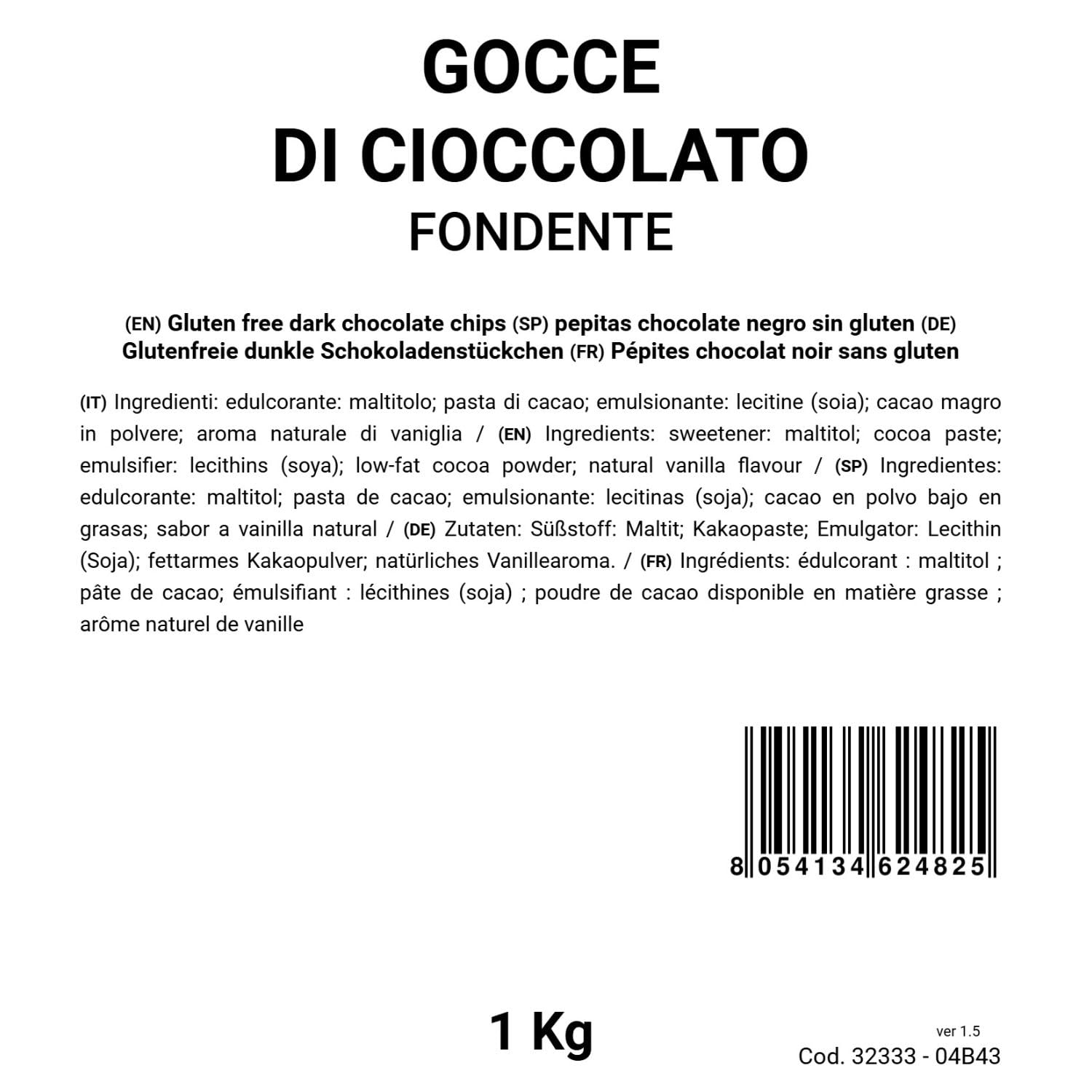 Bongiovanni Bontà Naturali Pépites de Chocolat Noir Sans Gluten 1 kg