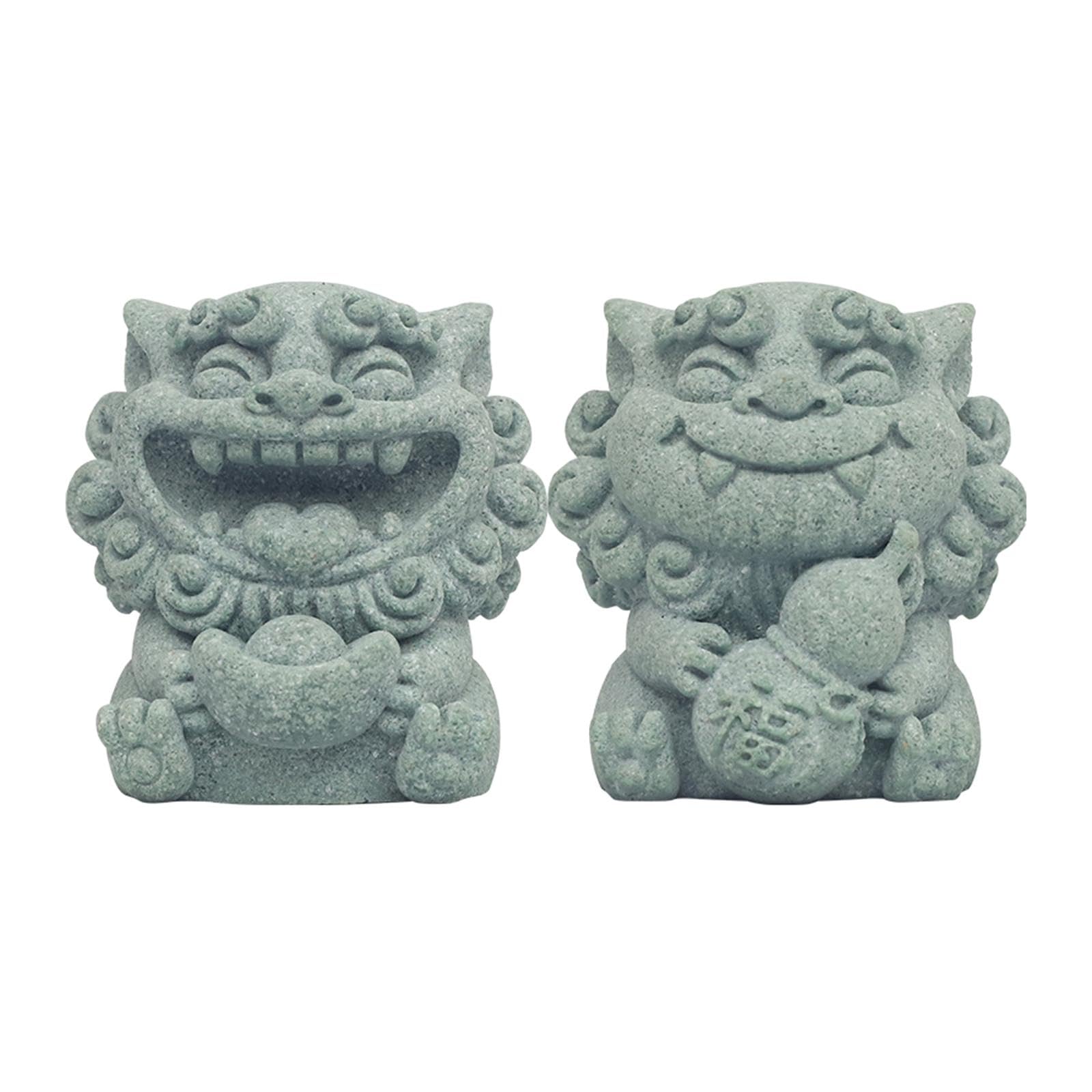 SECRET DESIRE™ 2Pcs Mini Lion Statue Figurine Stone Sculpture for Tabletop Garden Landscape-picture-24