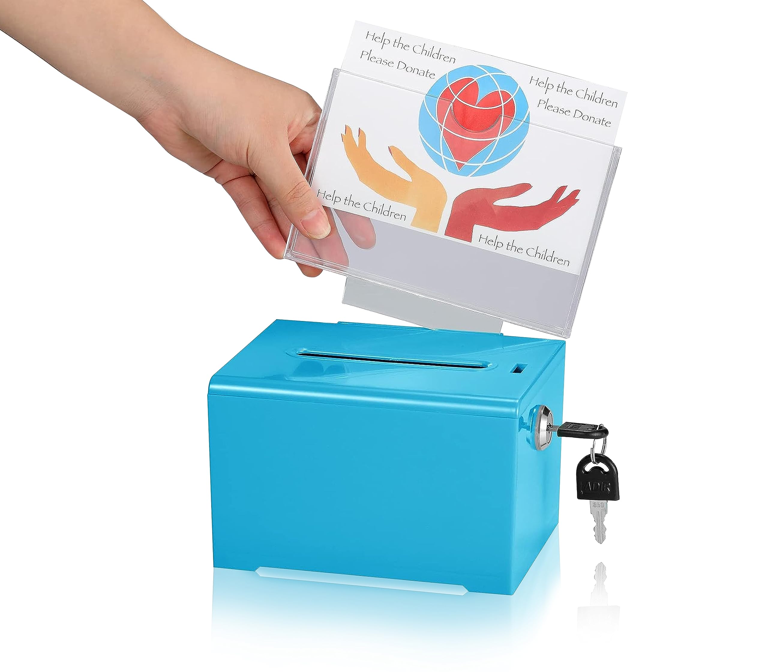 Adir Donation Box With Lock - Acrylic Suggestion Box With Slot, Ballot Lock for Raffle, Tip Jar, Voting, Comments - Cash Donation for Fundraising (6.25x4.5x4 Inches)