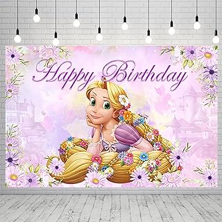 Princess Rapunzel Backdrop for Birthday Party Supplies Tangled Banner for Party Decorations Baby Shower Flower Photo Background 59x38in