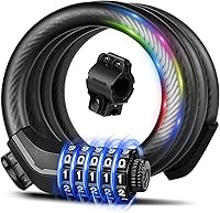 Vista 7 de Candado para bicicleta KEYSTP con cable y combinación, candado de bicicleta de alta seguridad con combinación de 5 dígitos reajustable antirrobo